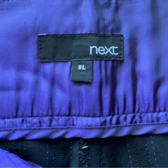 Next black pinstripe wide leg trousers career pants size 8 Long - Picture 8 of 10